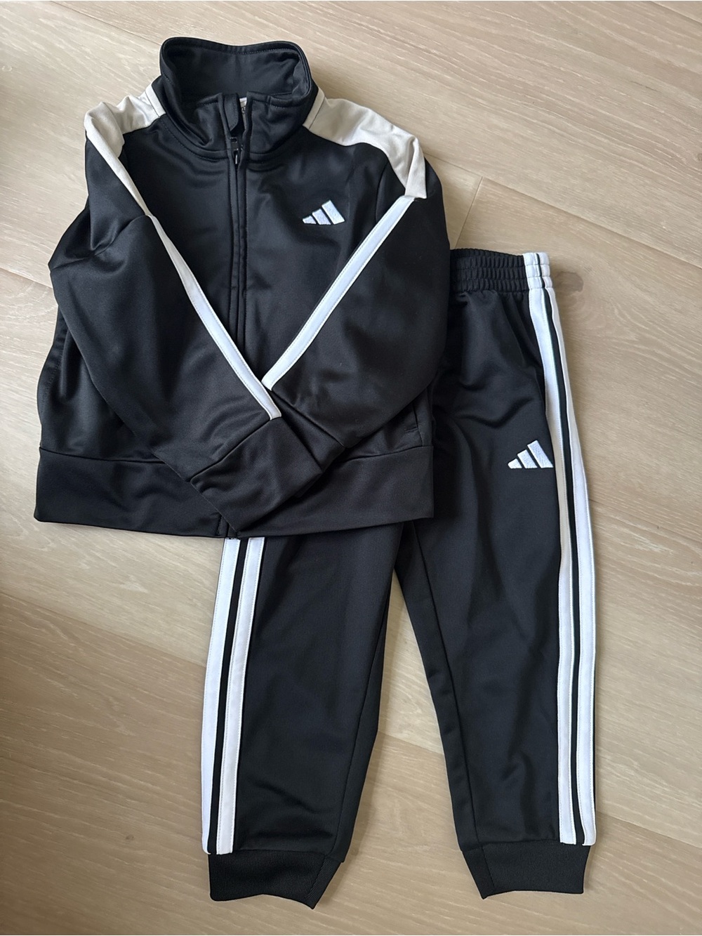 Adidas Kids Black & White Track Jacket and Pants Set